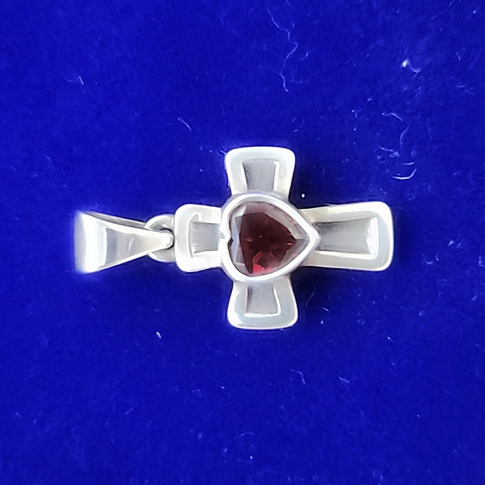 James Avery Garnet Heart Cross